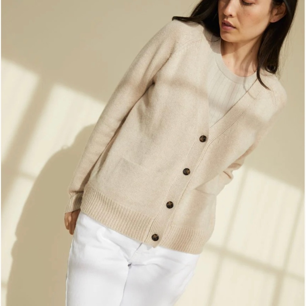 Jenni Kayne Cashmere Stanford Cardigan Oatmeal - Size Large - Picture 6 of 13